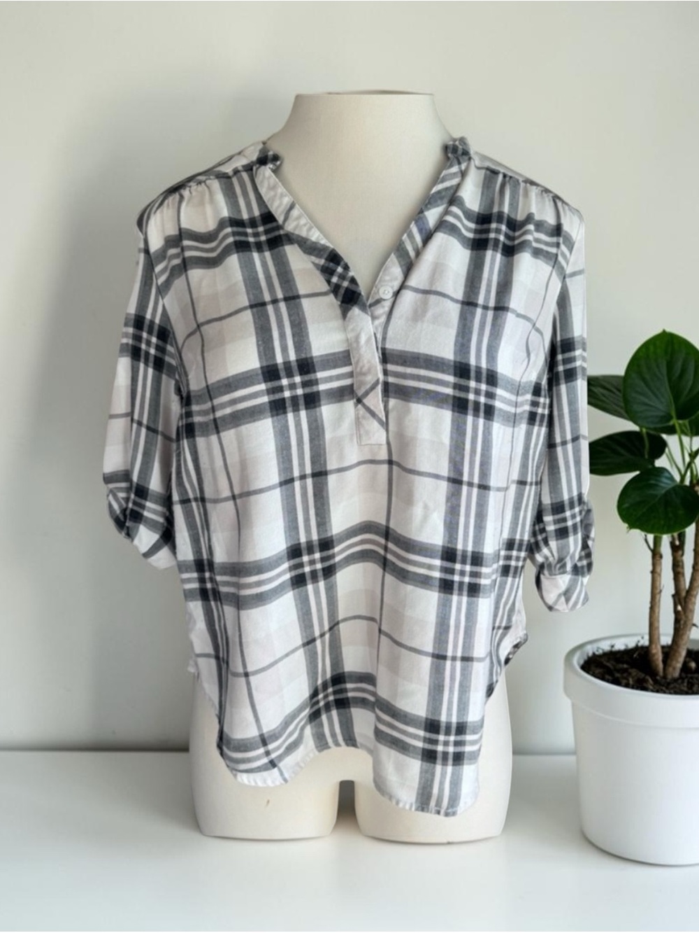 Torrid Plaid Quarter Button Up Blouse